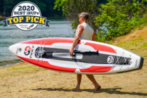 Red Nixy Manhattan G3 paddle board review. A badge reads "2020 Best iSUPs TOP PICK"