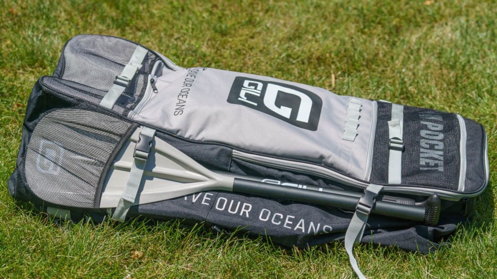 Side of the bag with paddle.