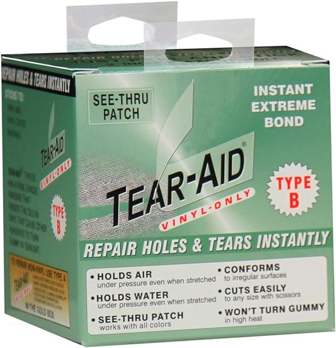 Tear-Aid Type B tape can fix a patch and hold some pressure in an emergency