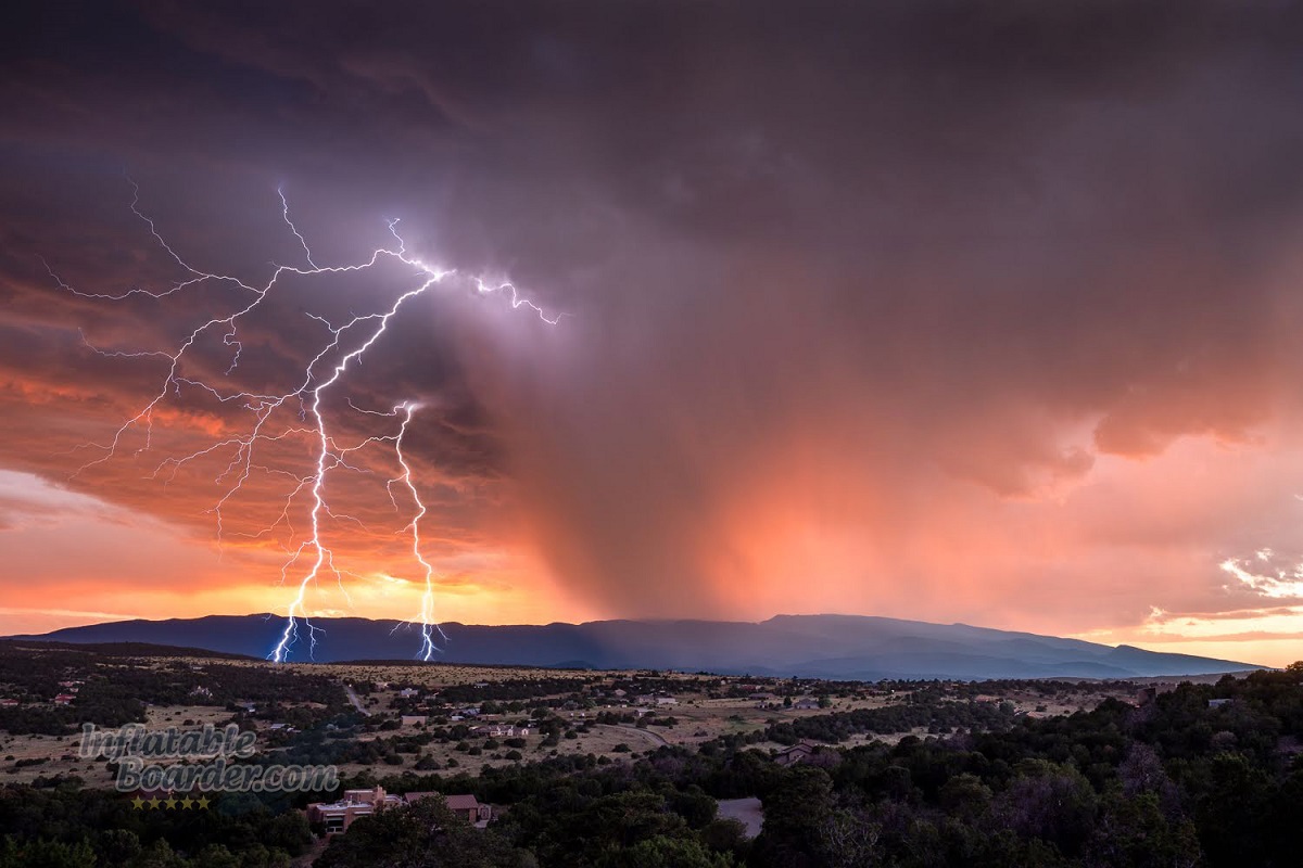 Lighting during a sunset storm