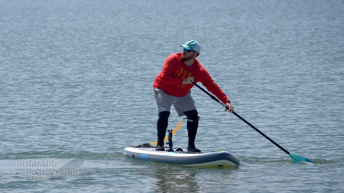 Glide Angler Core Backwater iSUP review - turning